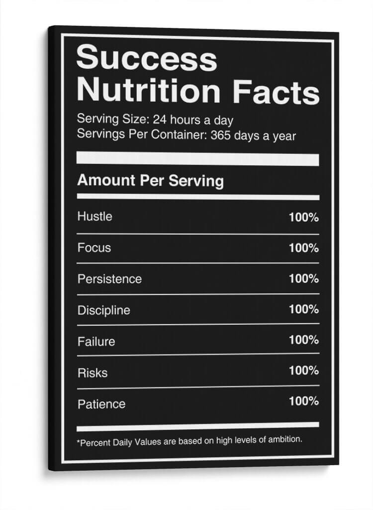 Success Nutrition Facts | Cuadro decorativo de Canvas Lab