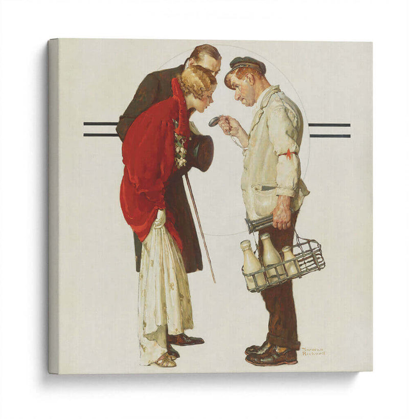 El lechero a tiempo - Norman Rockwell | Cuadro decorativo de Canvas Lab