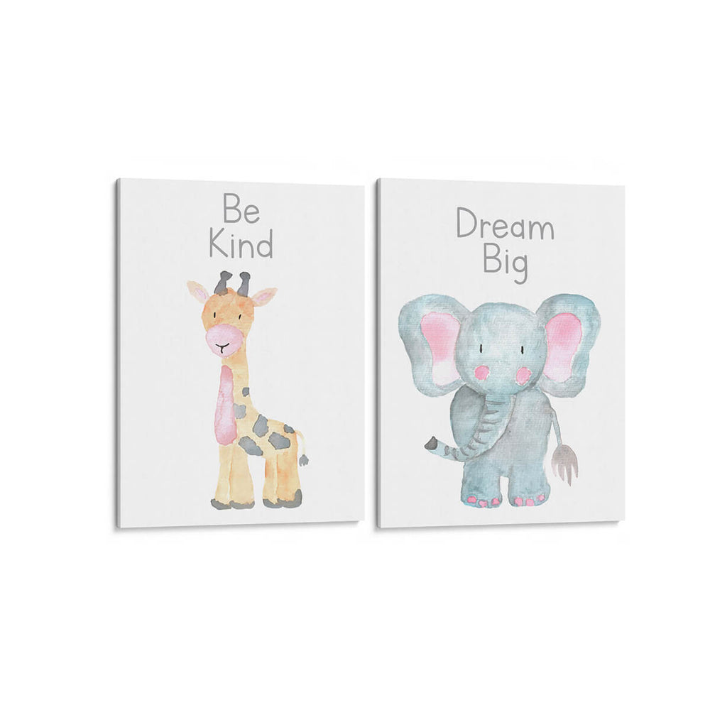Safari - Jirafa y Elefante - Set de 2 - Cuadro decorativo | Canvas Lab