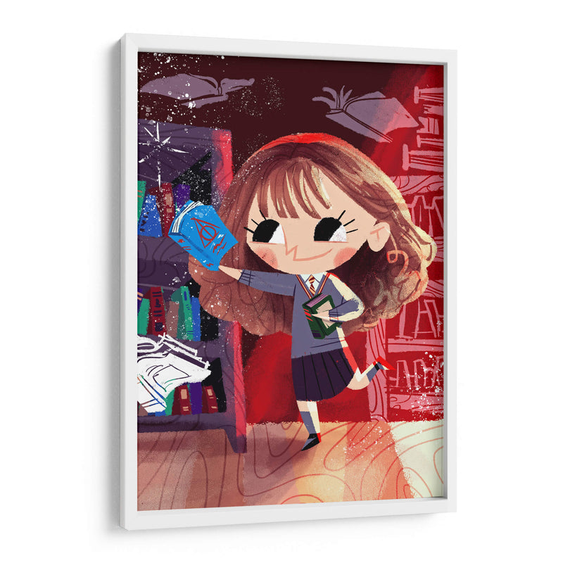 Ilustración de Hermione con libros | Cuadro decorativo de Canvas Lab