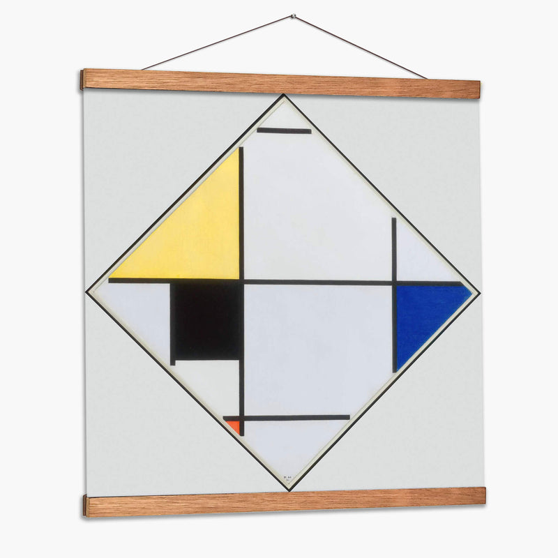 Composición de rombo con amarillo, negro, azul, rojo y gris - Piet Mondrian | Cuadro decorativo de Canvas Lab