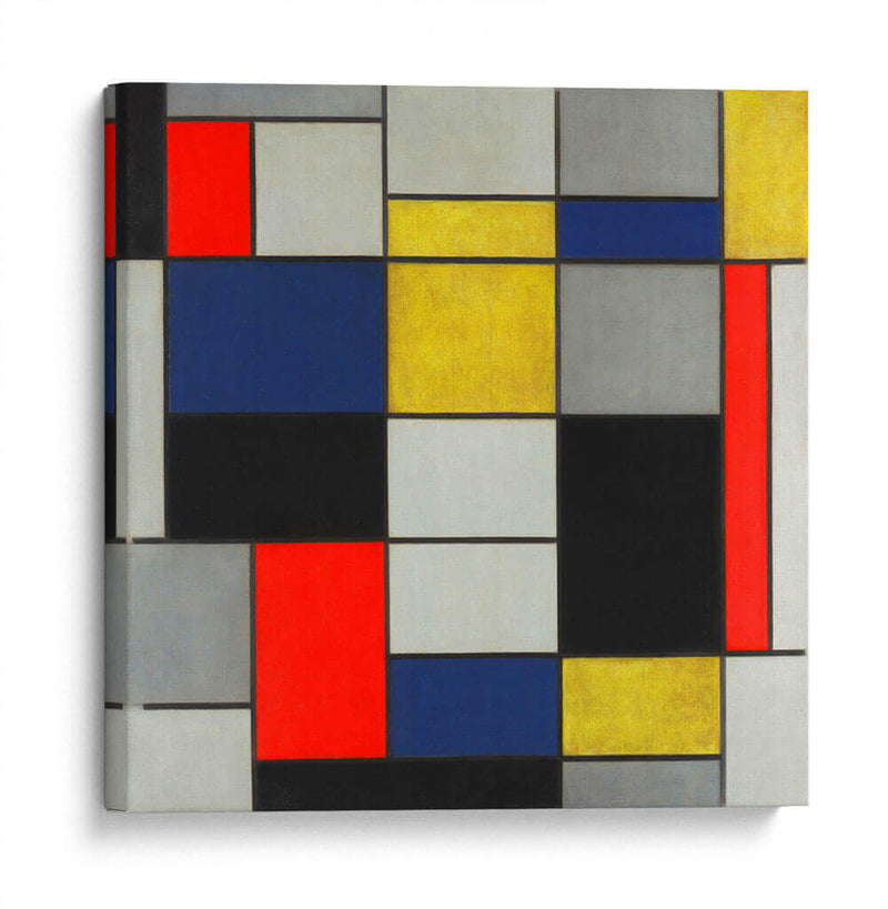 Composición grande A con negro, rojo, gris, amarillo y azul - Piet Mondrian | Cuadro decorativo de Canvas Lab