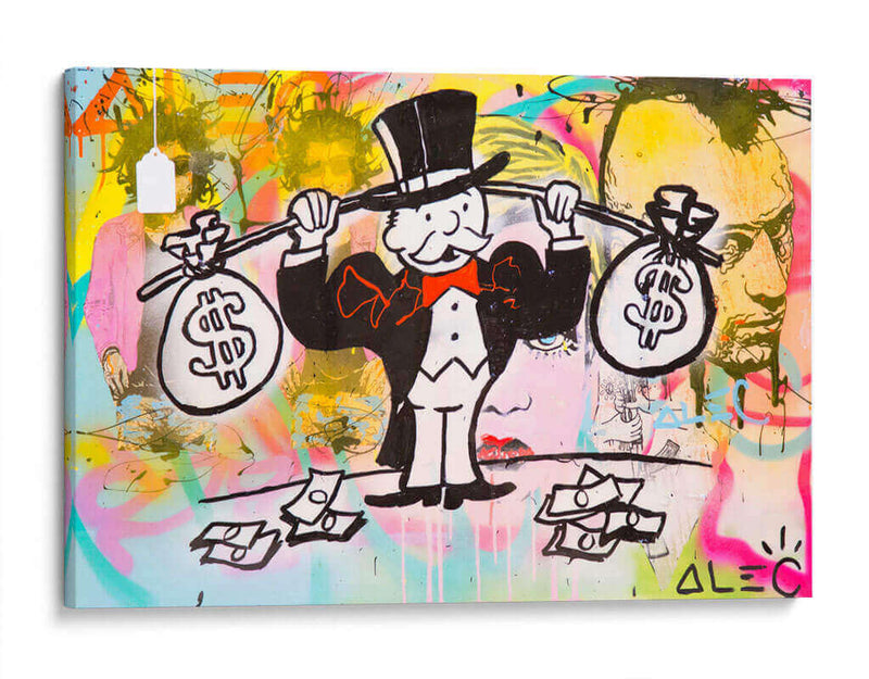 Money Weightlifter - Alec Monopoly | Cuadro decorativo de Canvas Lab