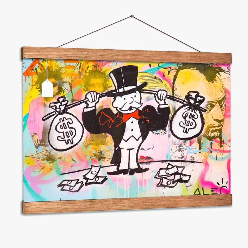 Money Weightlifter - Alec Monopoly | Cuadro decorativo de Canvas Lab