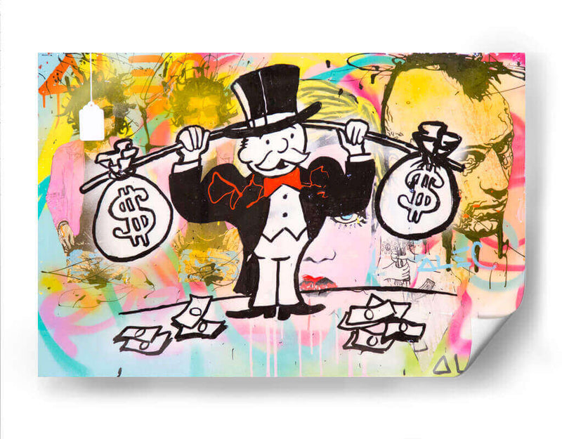 Money Weightlifter - Alec Monopoly | Cuadro decorativo de Canvas Lab