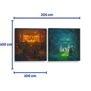 Templos del fuego y bosque - Set de 2 - Cuadro decorativo | Canvas Lab