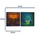 Templos del fuego y bosque - Set de 2 - Cuadro decorativo | Canvas Lab