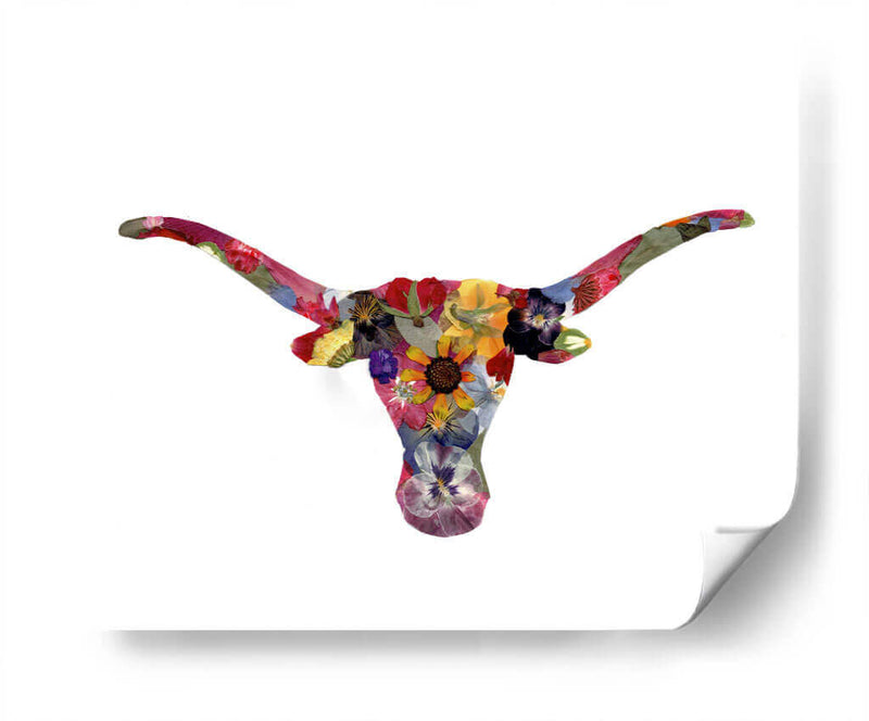 Floral Longhorn - Designs by Andrea | Cuadro decorativo de Canvas Lab