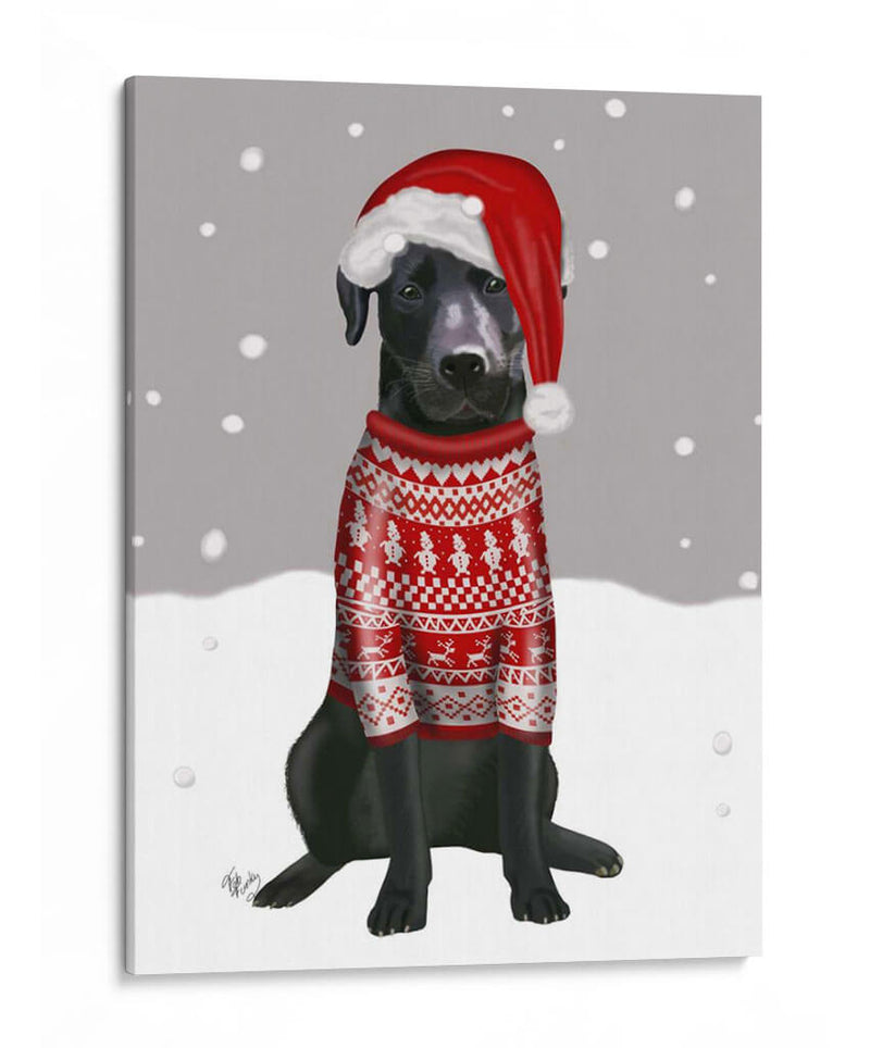 Labrador Negro, Suéter De Navidad 1 - Fab Funky | Cuadro decorativo de Canvas Lab