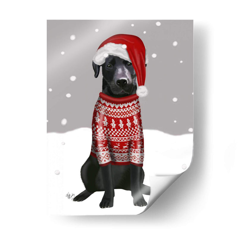 Labrador Negro, Suéter De Navidad 1 - Fab Funky | Cuadro decorativo de Canvas Lab