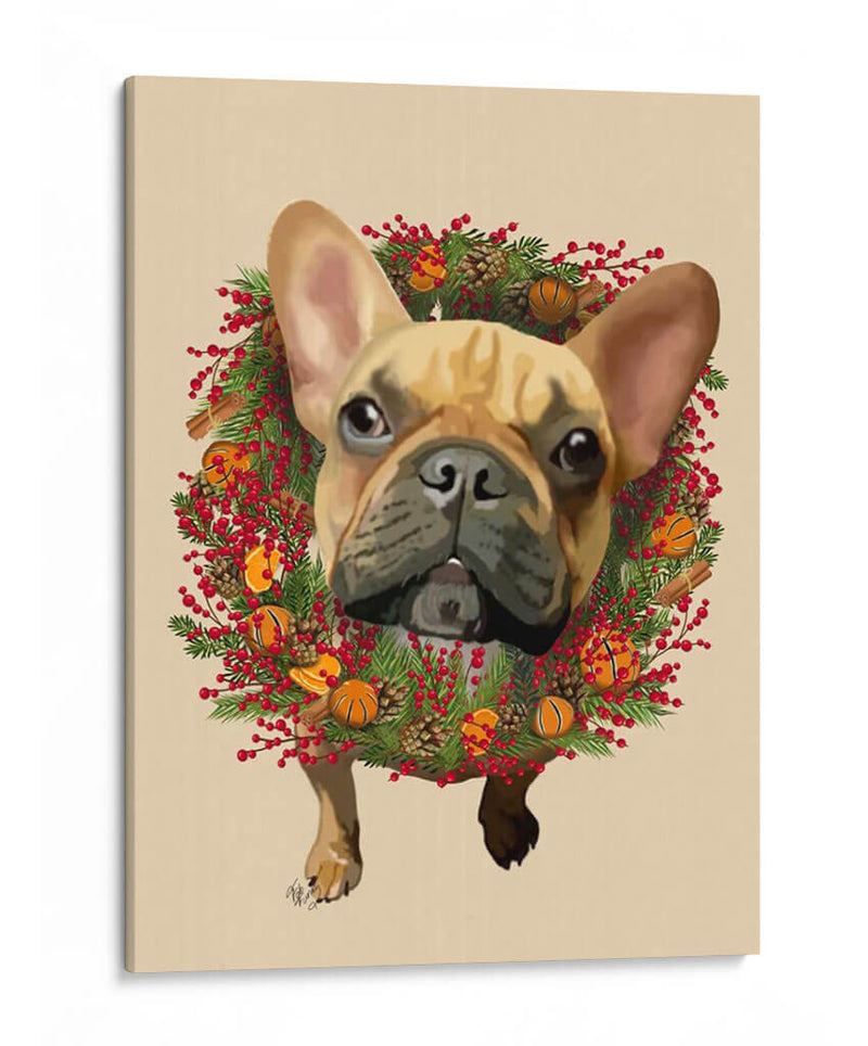 Bulldog Francés, Corona De Arándanos - Fab Funky | Cuadro decorativo de Canvas Lab