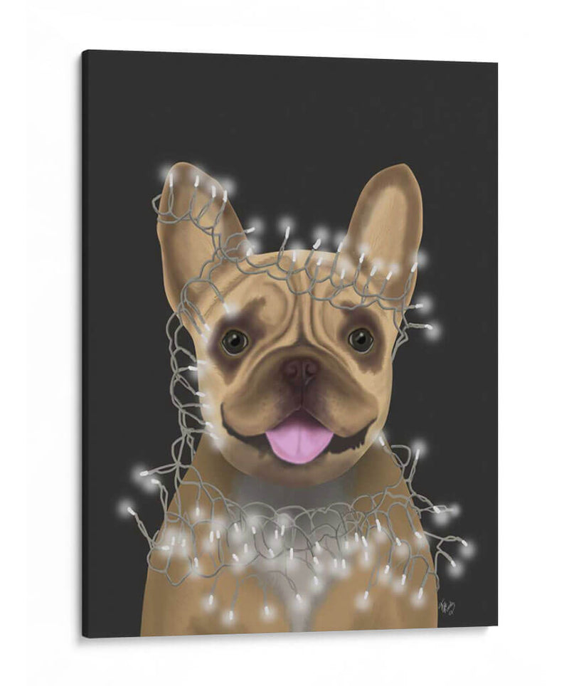 Bulldog Francés, Luces De Navidad 2 - Fab Funky | Cuadro decorativo de Canvas Lab