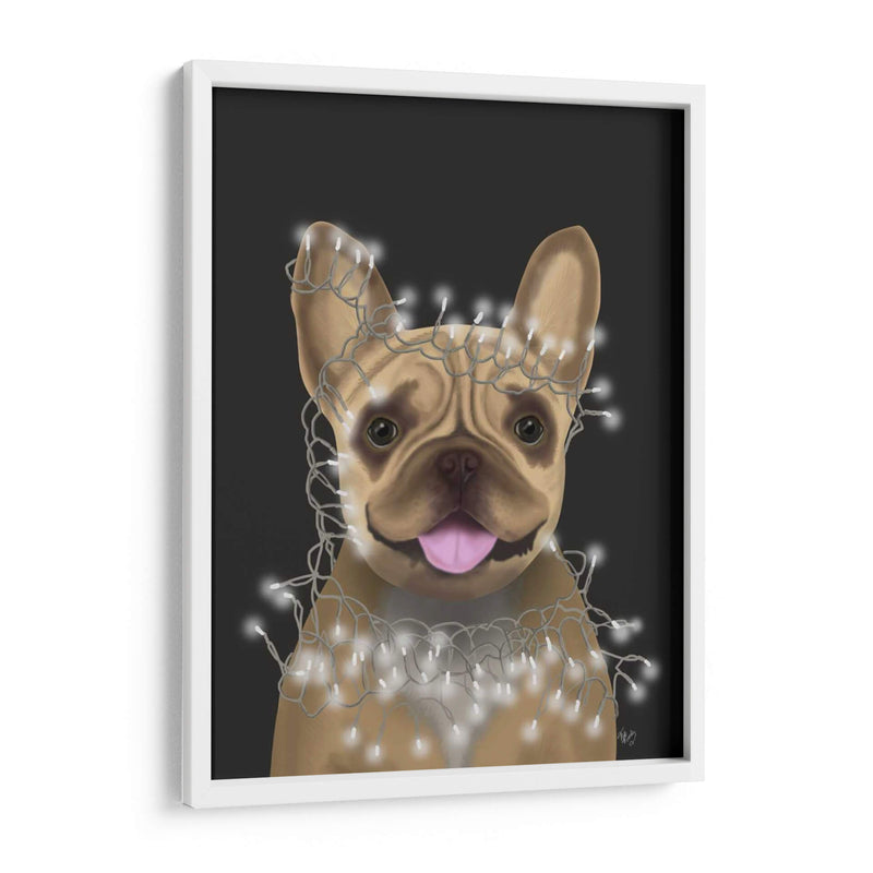 Bulldog Francés, Luces De Navidad 2 - Fab Funky | Cuadro decorativo de Canvas Lab