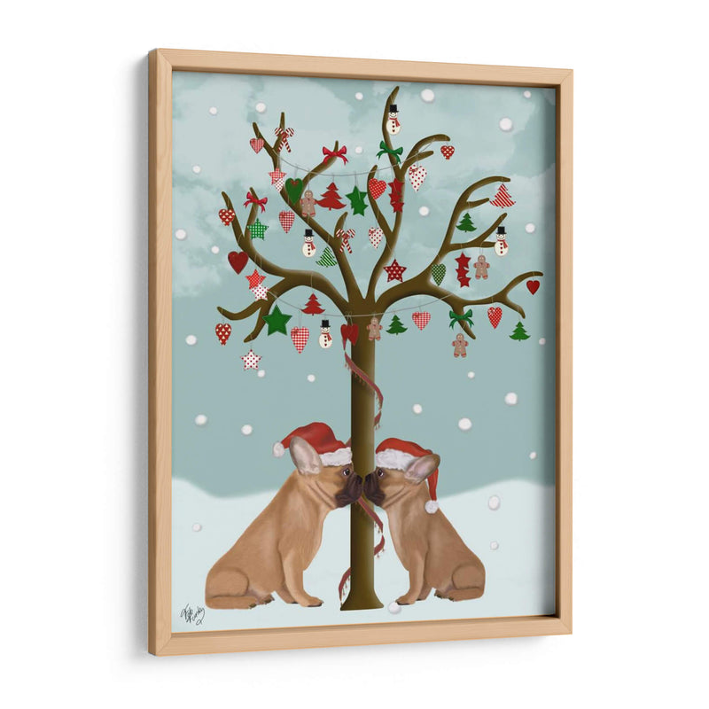 Bulldogs Franceses Y Árbol De Navidad - Fab Funky | Cuadro decorativo de Canvas Lab