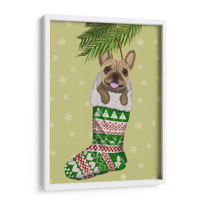 Bulldog Francés En La Media De Navidad - Fab Funky | Cuadro decorativo de Canvas Lab