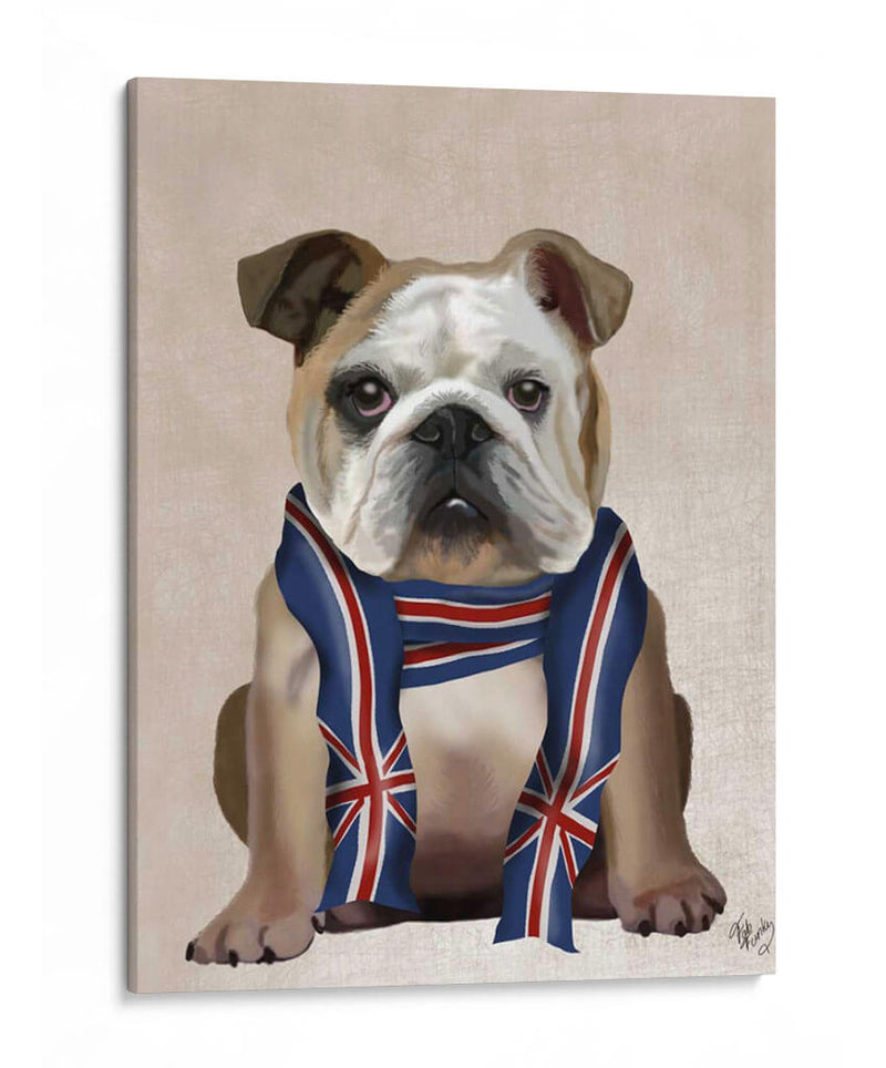 Bulldog Inglés Con Bufanda - Fab Funky | Cuadro decorativo de Canvas Lab