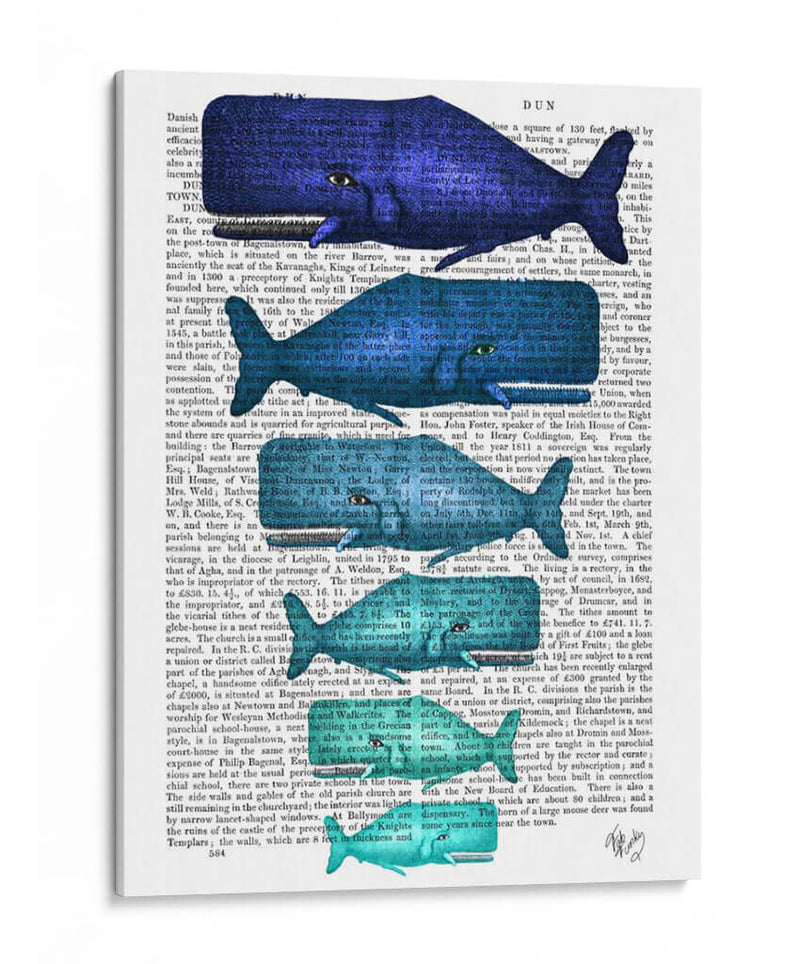 Familia De Ballenas Azules - Fab Funky | Cuadro decorativo de Canvas Lab