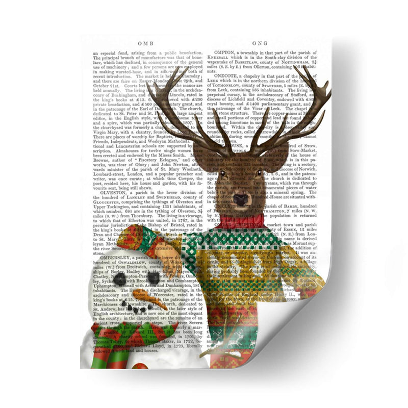 Ciervos En Suéter De Navidad Con Muñeco De Nieve - Fab Funky | Cuadro decorativo de Canvas Lab