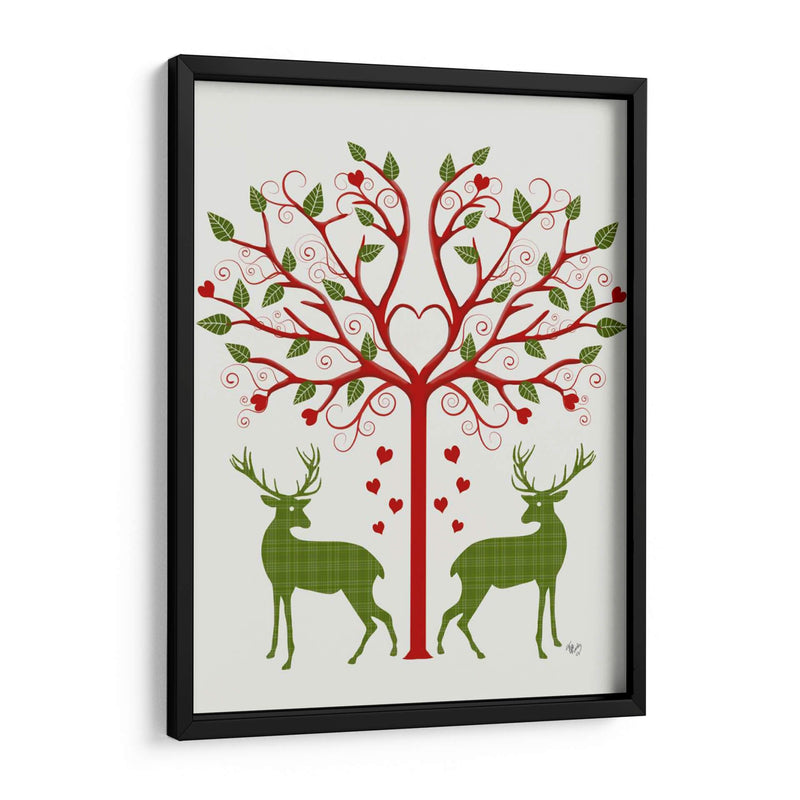 Navidad Des - Ciervos Y Árbol De Corazón, En Crema - Fab Funky | Cuadro decorativo de Canvas Lab