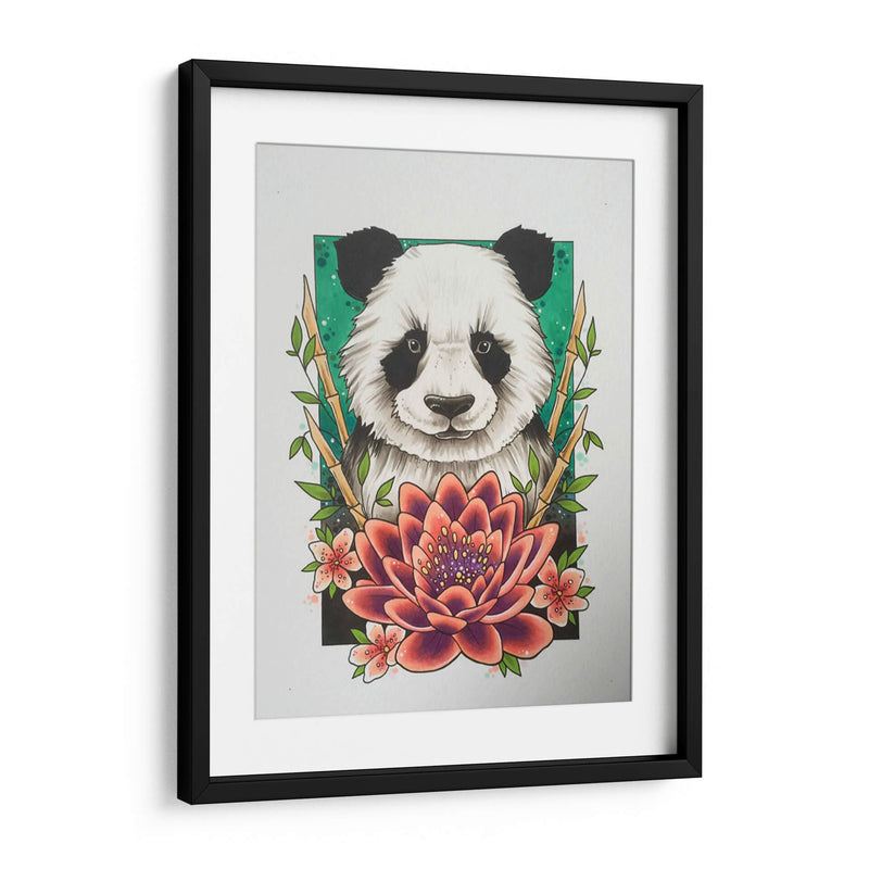 Panda y flor de loto | Cuadro decorativo de Canvas Lab