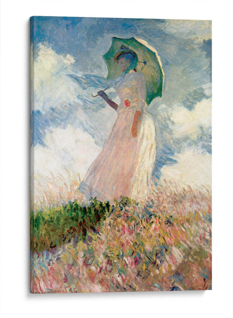 Mujer con sombrilla, mirando a la izquierda - Claude O. Monet | Cuadro decorativo de Canvas Lab