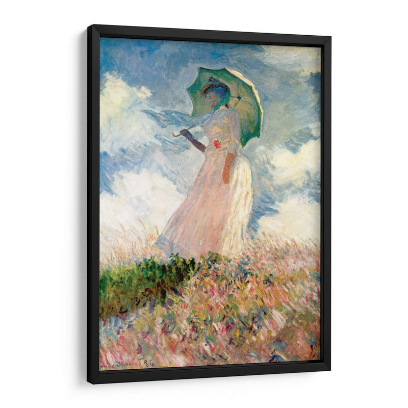 Mujer con sombrilla, mirando a la izquierda - Claude Monet | Cuadro decorativo de Canvas Lab