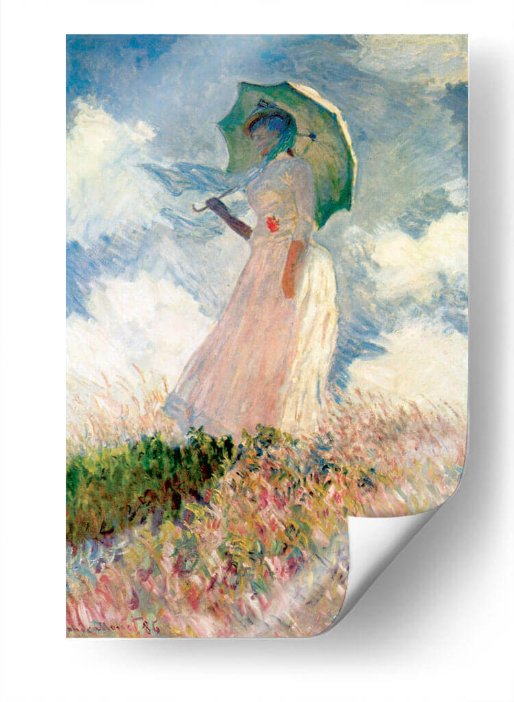 Mujer con sombrilla, mirando a la izquierda - Claude O. Monet | Cuadro decorativo de Canvas Lab