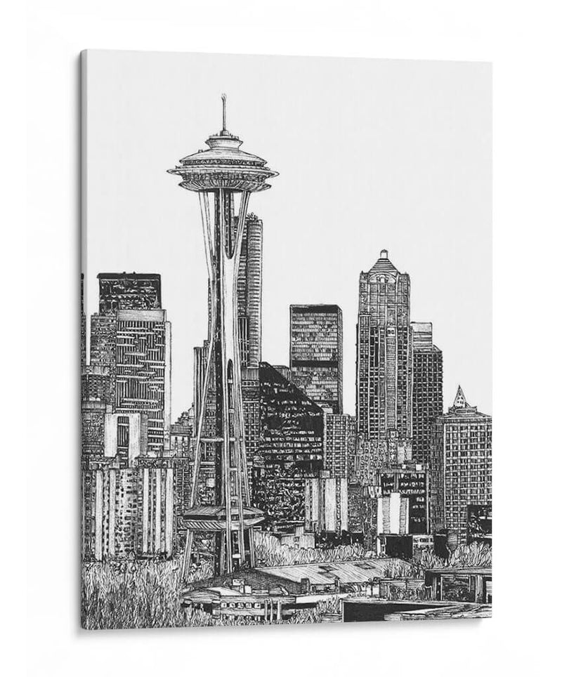 Bandw Nosotros Paisaje Urbano-Seattle - Melissa Wang | Cuadro decorativo de Canvas Lab