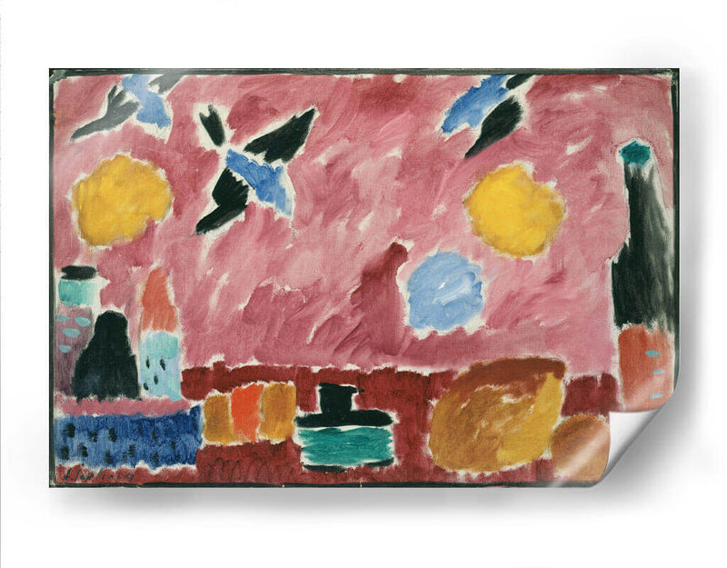 Con papel tapiz rojo con estampado de golondrinas - Alexej von Jawlensky | Cuadro decorativo de Canvas Lab