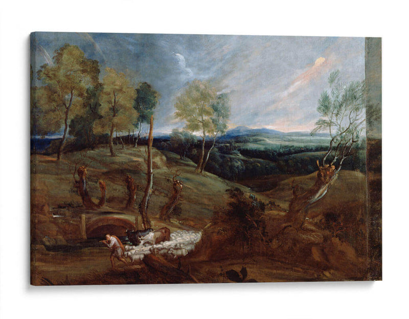 Paisaje al atardecer con un pastor y su rebaño - Anton van Dyck | Cuadro decorativo de Canvas Lab
