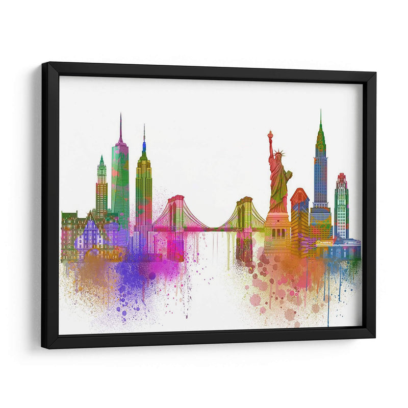 New York Skyline Rainbow Bright - Fab Funky | Cuadro decorativo de Canvas Lab