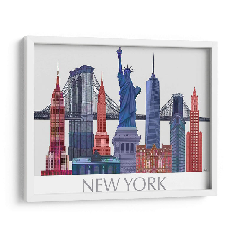 Lugares Prominentes De Nueva York, Azul Rojo - Fab Funky | Cuadro decorativo de Canvas Lab