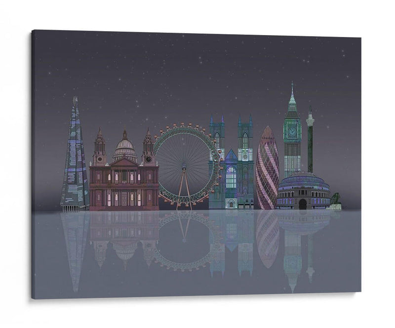 Reflexiones Nocturnas De Londres Skyline - Fab Funky | Cuadro decorativo de Canvas Lab