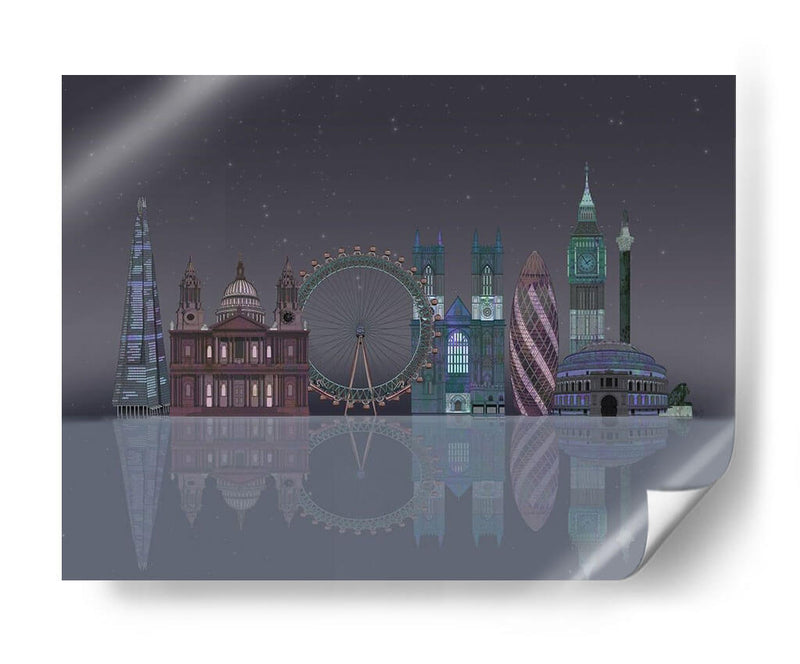 Reflexiones Nocturnas De Londres Skyline - Fab Funky | Cuadro decorativo de Canvas Lab