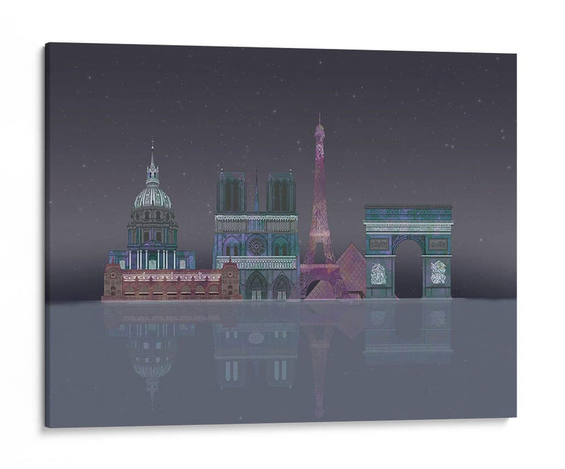 Reflexiones Nocturnas Del Horizonte De París - Fab Funky | Cuadro decorativo de Canvas Lab