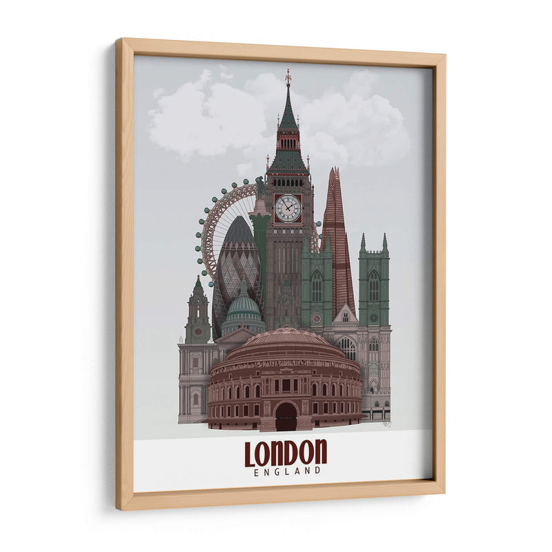 Londres En Nubes Rojas Y Verdes. - Fab Funky | Cuadro decorativo de Canvas Lab