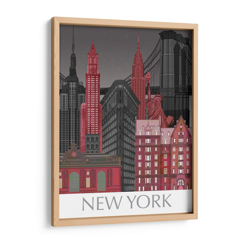 Las Elevaciones De Nueva York Por La Noche Roja - Fab Funky | Cuadro decorativo de Canvas Lab