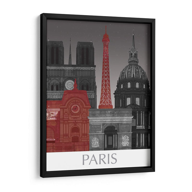 Elevaciones De París Por Noche Roja. - Fab Funky | Cuadro decorativo de Canvas Lab
