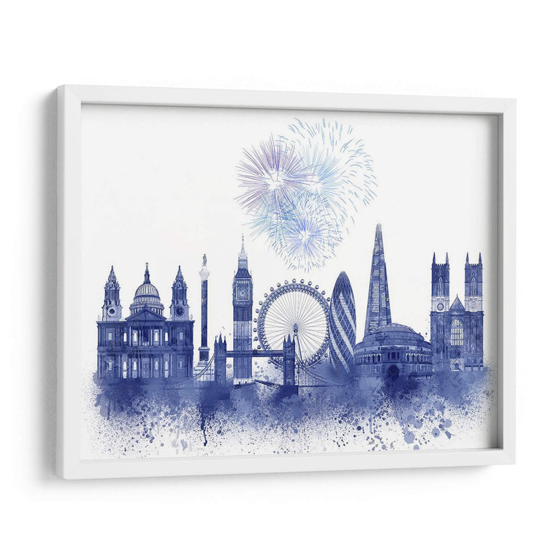 Londres Skyline Acuarela Splash Blue - Fab Funky | Cuadro decorativo de Canvas Lab