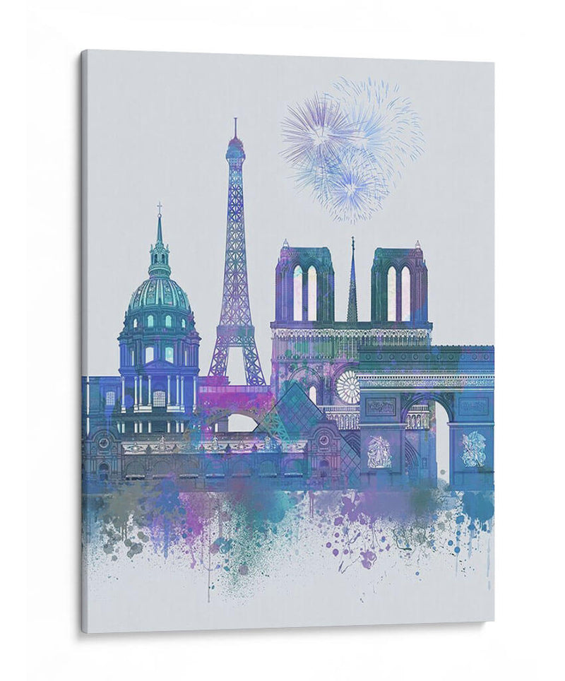 París Skyline Acuarela Blue Blue - Fab Funky | Cuadro decorativo de Canvas Lab