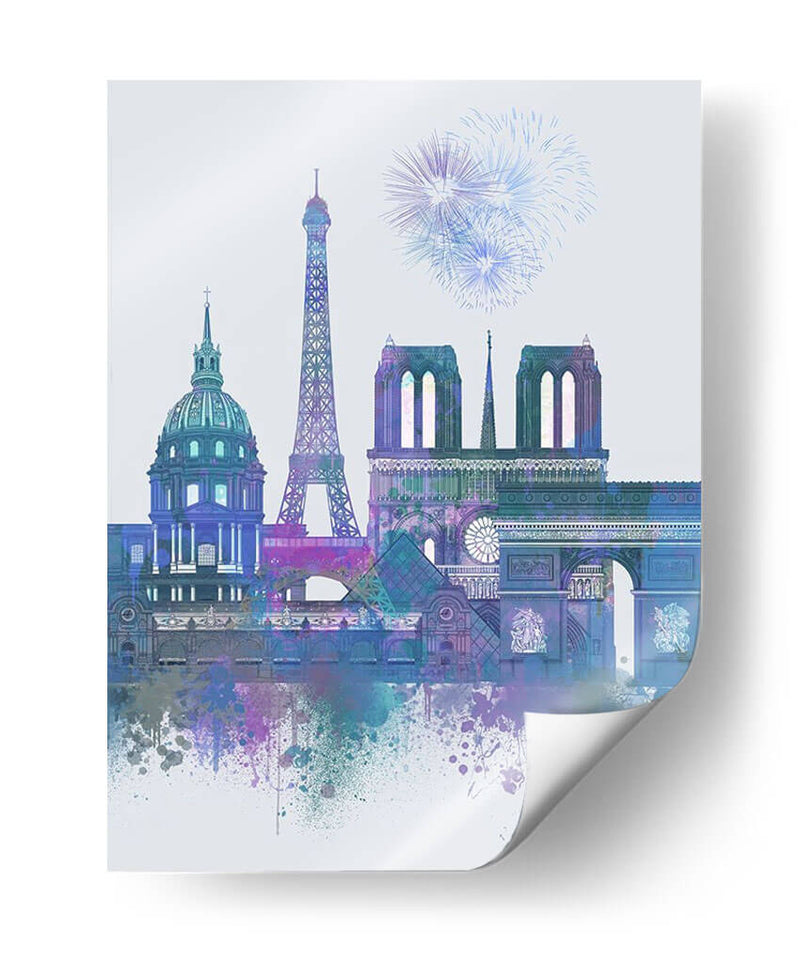 París Skyline Acuarela Blue Blue - Fab Funky | Cuadro decorativo de Canvas Lab
