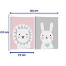 León y conejo en pastel - Set de 2 - Cuadro decorativo | Canvas Lab