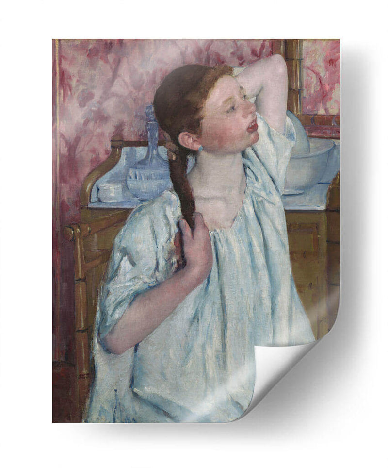 Chica arreglando su cabello - Mary Cassatt | Cuadro decorativo de Canvas Lab