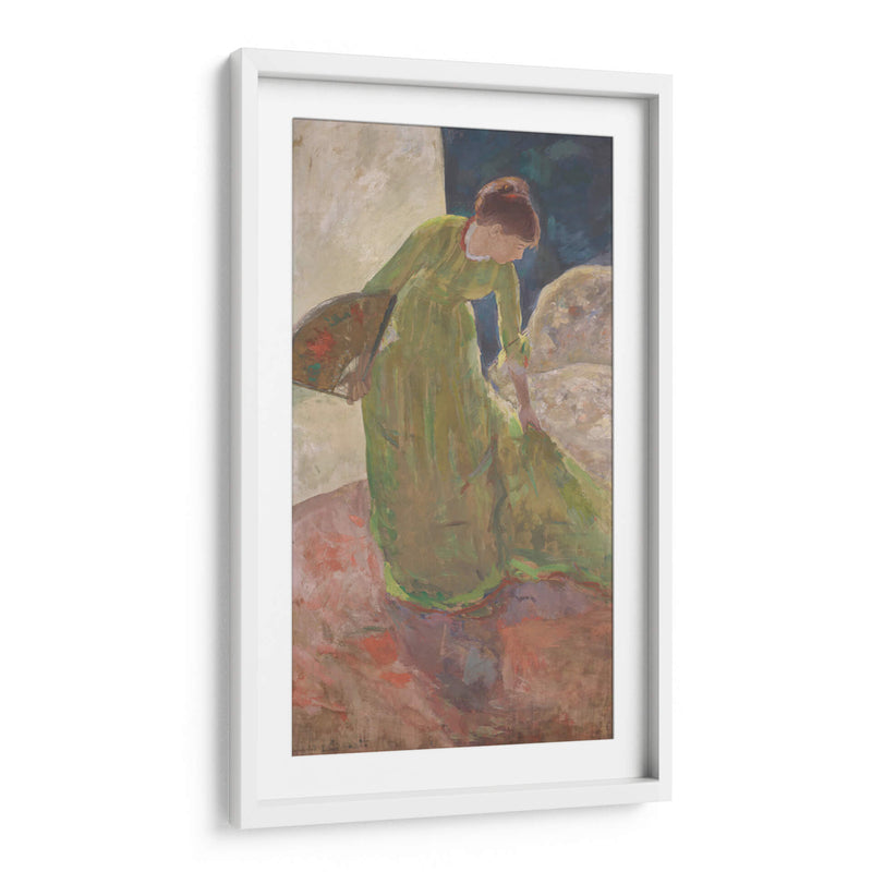 Mujer de pie, sosteniendo un abanico - Mary Cassatt | Cuadro decorativo de Canvas Lab