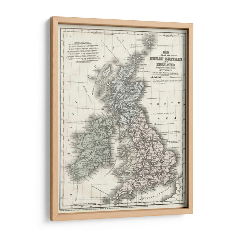 Matchells Mapa De Gran Bretaña E Irlanda - Mitchell | Cuadro decorativo de Canvas Lab