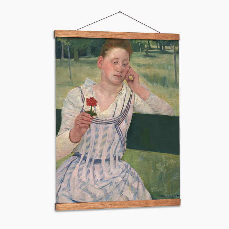 Mujer con una zinnia roja - Mary Cassatt | Cuadro decorativo de Canvas Lab