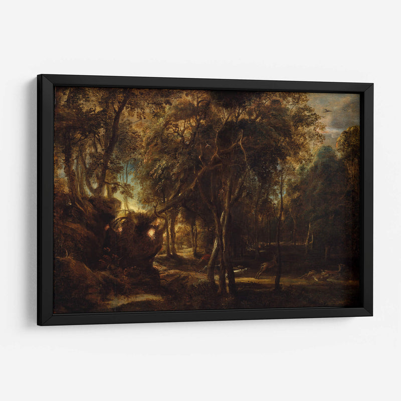 Un bosque al amanecer con una caza de ciervos - Peter Paul Rubens | Cuadro decorativo de Canvas Lab