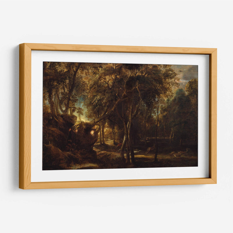 Un bosque al amanecer con una caza de ciervos - Peter Paul Rubens | Cuadro decorativo de Canvas Lab