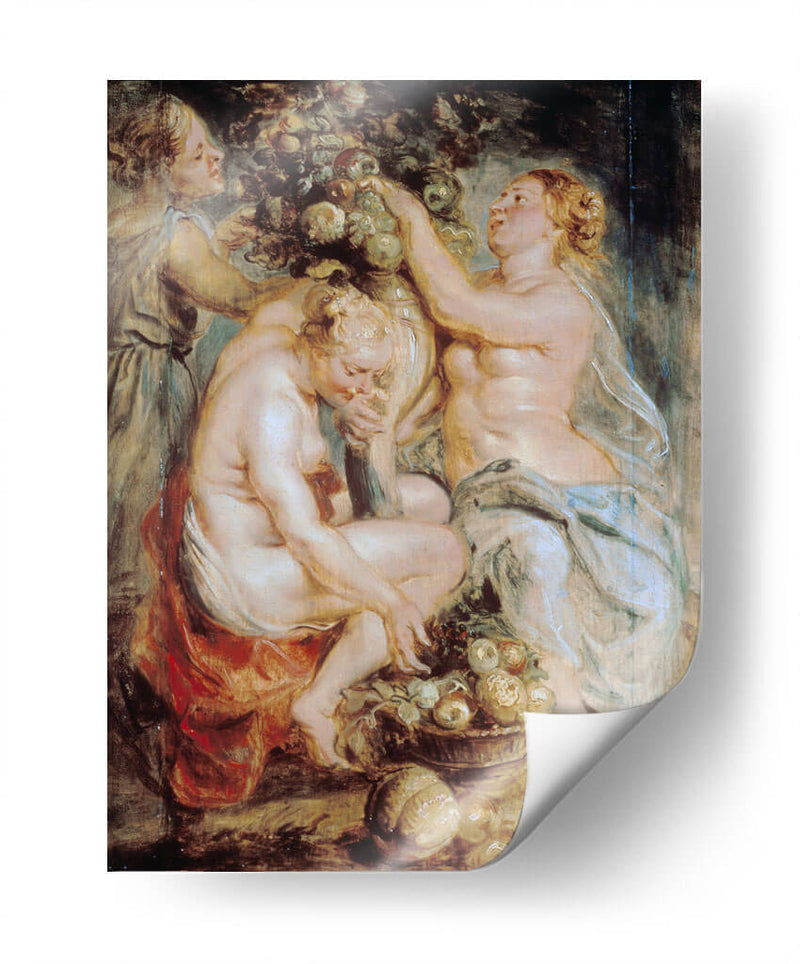 Ceres y dos ninfas con una cornucopia - Peter Paul Rubens | Cuadro decorativo de Canvas Lab