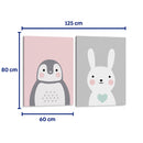 Pinguino y conejo pastel - Set de 2 - Cuadro decorativo | Canvas Lab